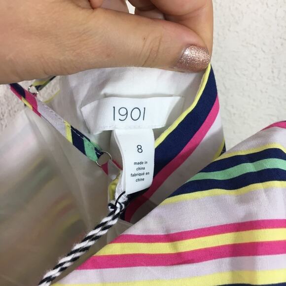 NWT 1901 colorful striped midi fit and flare dress - Picture 9 of 12